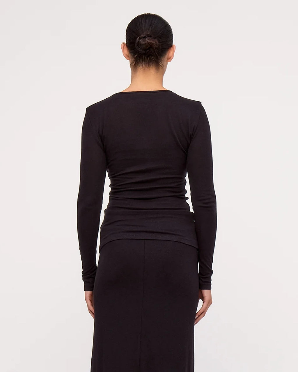 Black Rib Hemp Jersey Long Sleeve Top - Black by Zulu and Zephyr - view 2