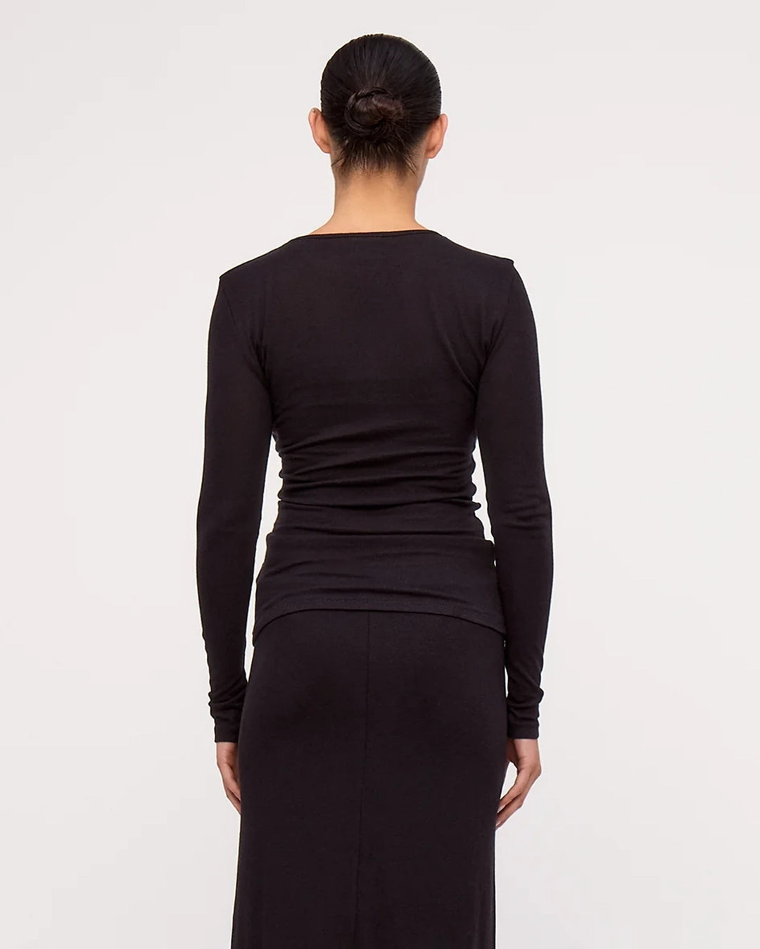 Black Rib Hemp Jersey Long Sleeve Top - Black by Zulu and Zephyr - view 2