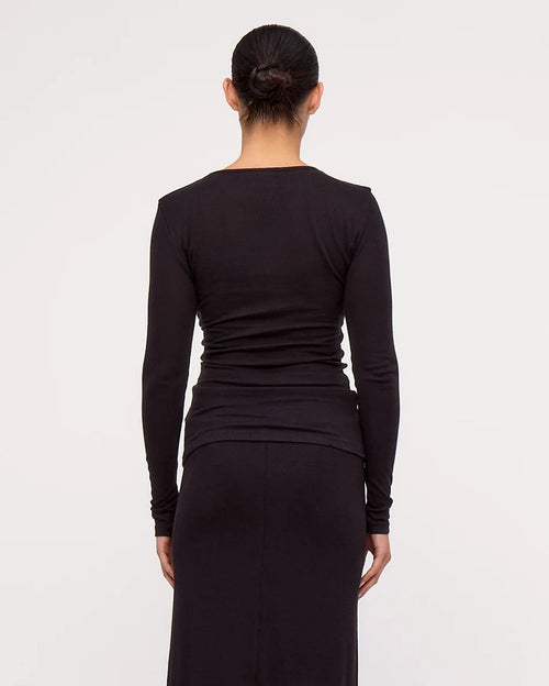 Black Rib Hemp Jersey Long Sleeve Top - Black by Zulu and Zephyr - view 2