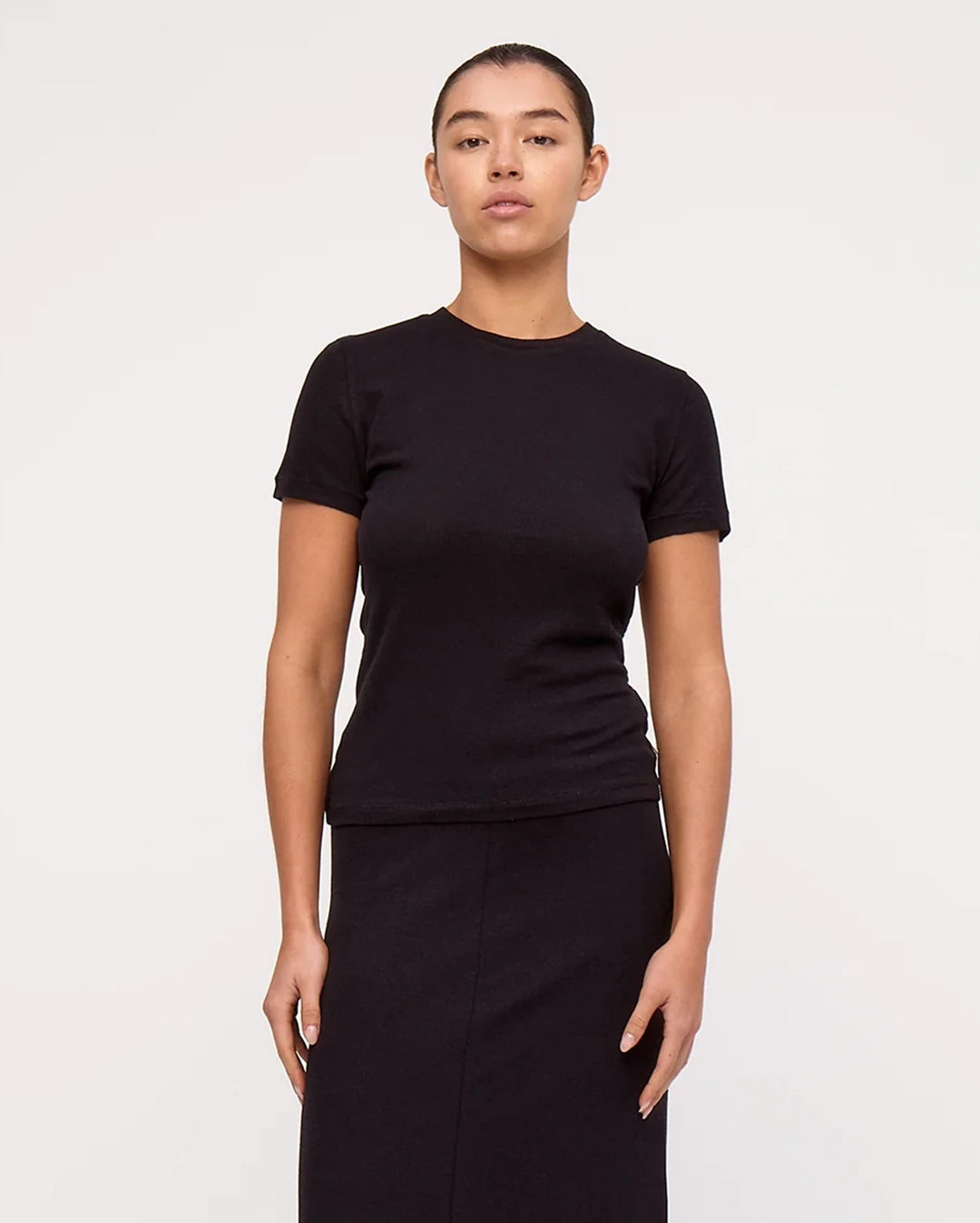 Black Rib Hemp Jersey T-Shirt - Black by Zulu and Zephyr - view 2