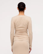 Husk Rib Hemp Jersey Long Sleeve Top - Husk by Zulu and Zephyr - view 2