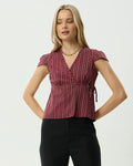 Ledger - Wrap Top - Burgundy Stripe by Afends