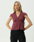 Ledger - Wrap Top - Burgundy Stripe by Afends