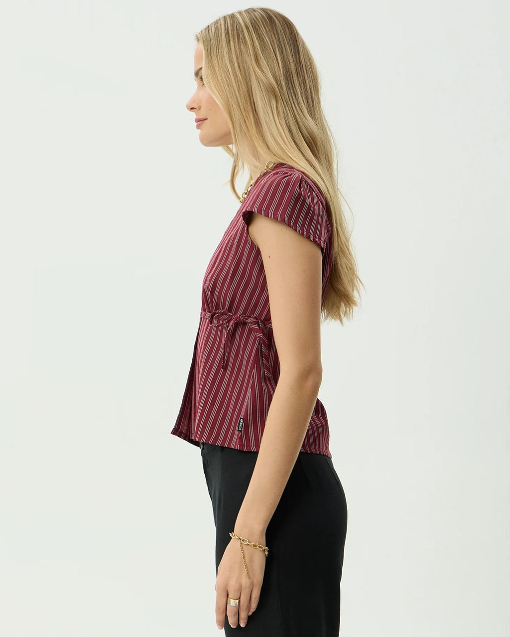 Ledger - Wrap Top - Burgundy Stripe by Afends - view 5