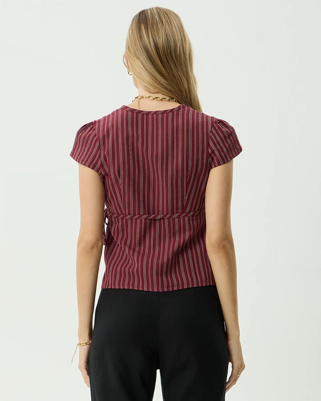 Ledger - Wrap Top - Burgundy Stripe by Afends - view 6