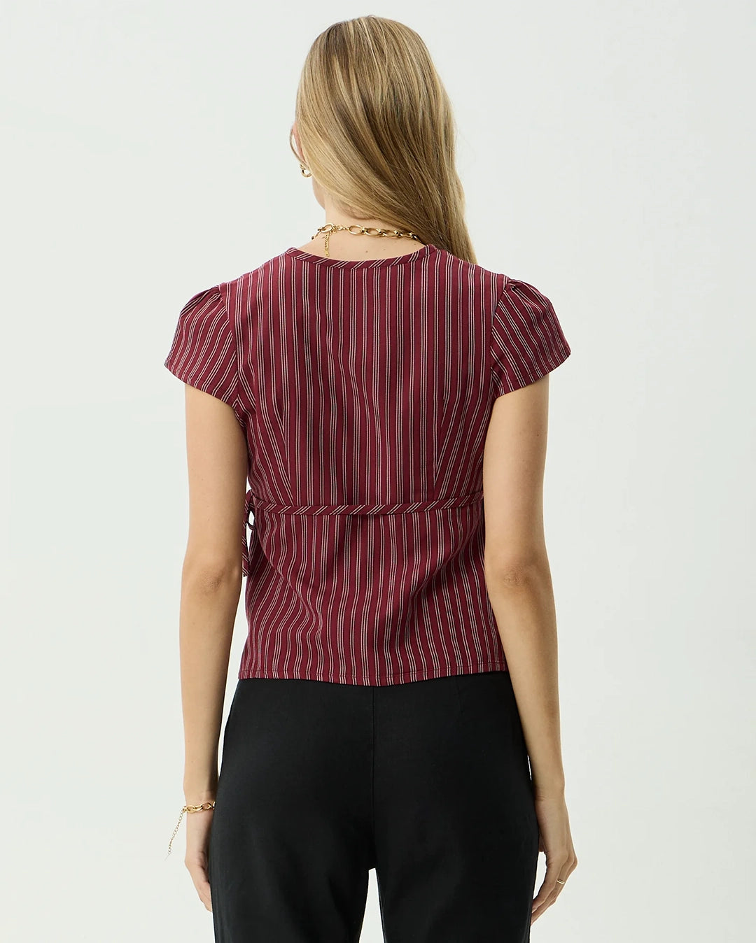 Ledger - Wrap Top - Burgundy Stripe by Afends - view 6