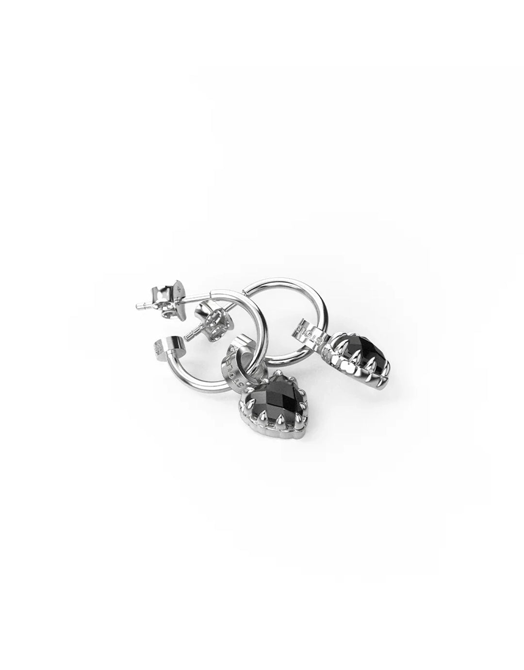 Love Anchor Earrings - Silver / Onyx
