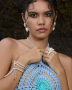 Elena Earrings - Silver Pearl by Mountain and Moon - view 2