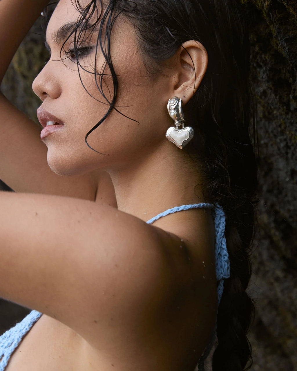 Elena Earrings - Silver Pearl