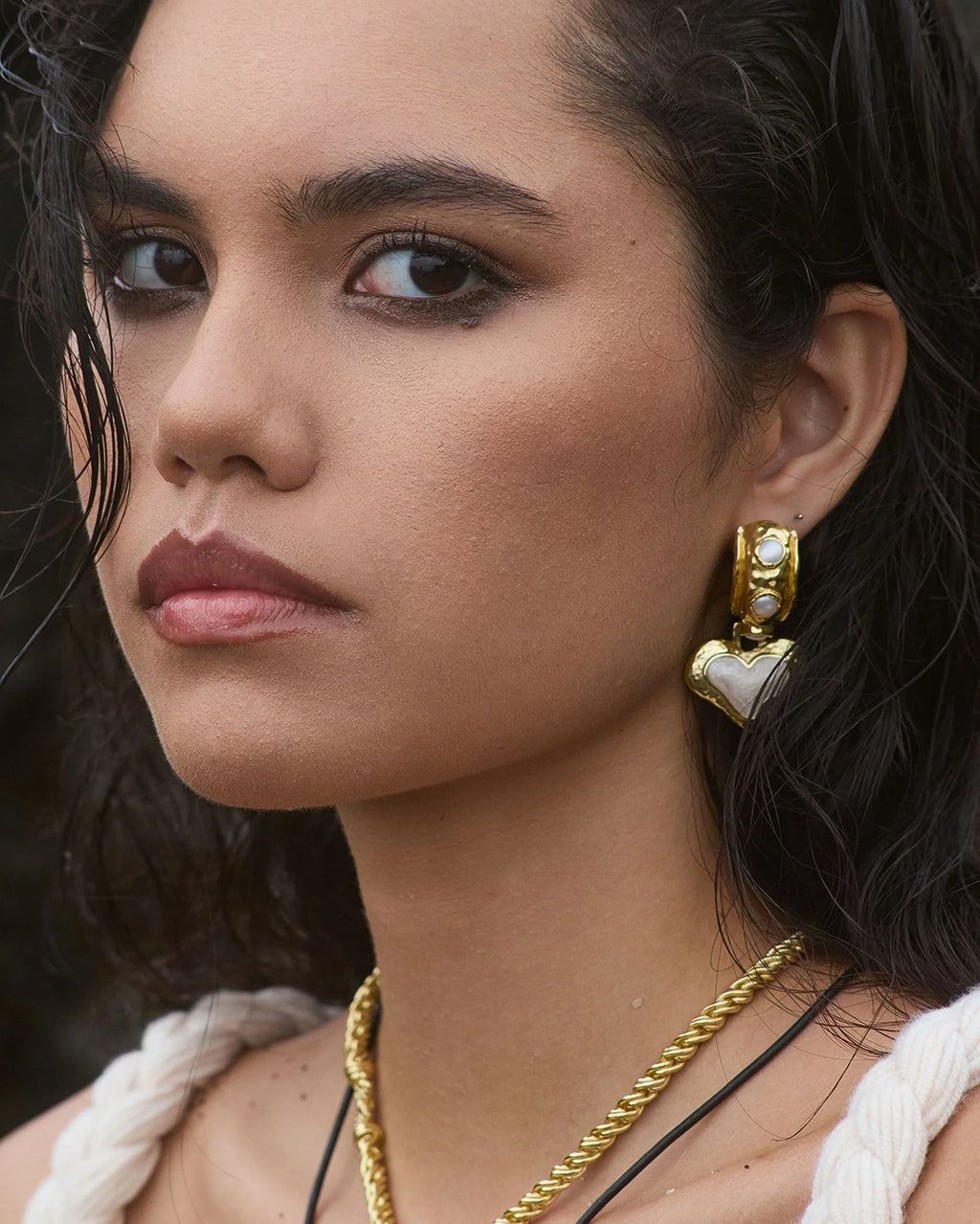 Elena Earrings - Gold Pearl