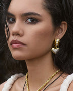 Elena Earrings - Gold Pearl by Mountain and Moon