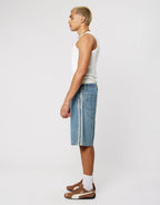 A5 Baggy Deniim Shorts - Barry Stripe by Abrand - view 5