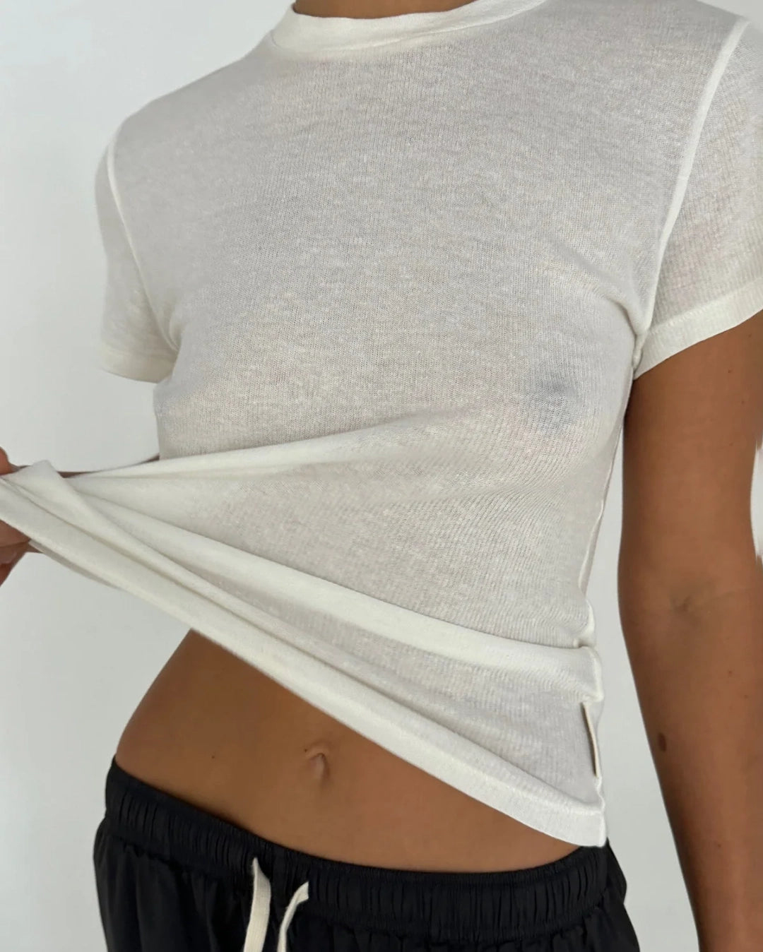 White Rib Hemp Jersey T-Shirt - White by Zulu and Zephyr - view 3