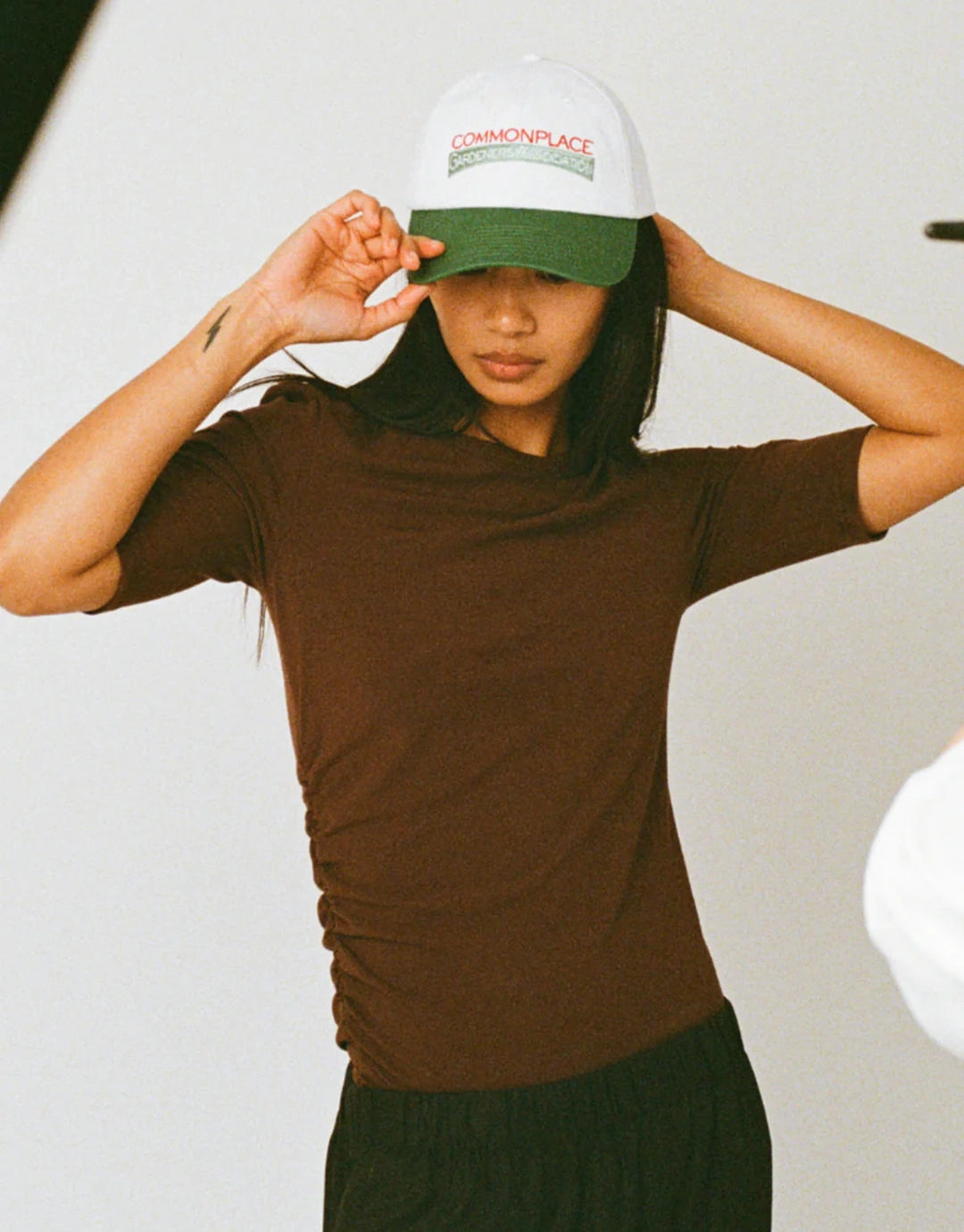 Ruched Short Sleeve T-Shirt - Chocolate