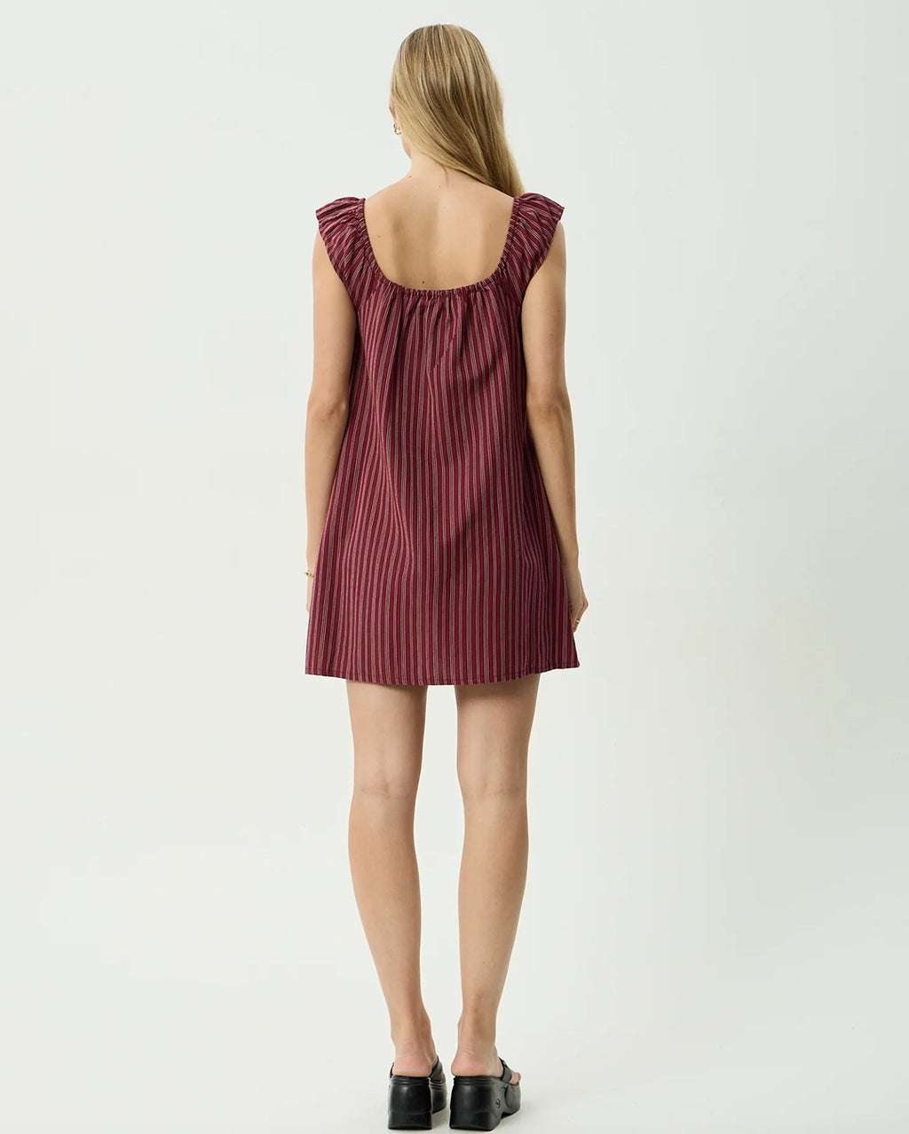 Ledger - Mini Dress - Burgundy Stripe by Afends - view 5