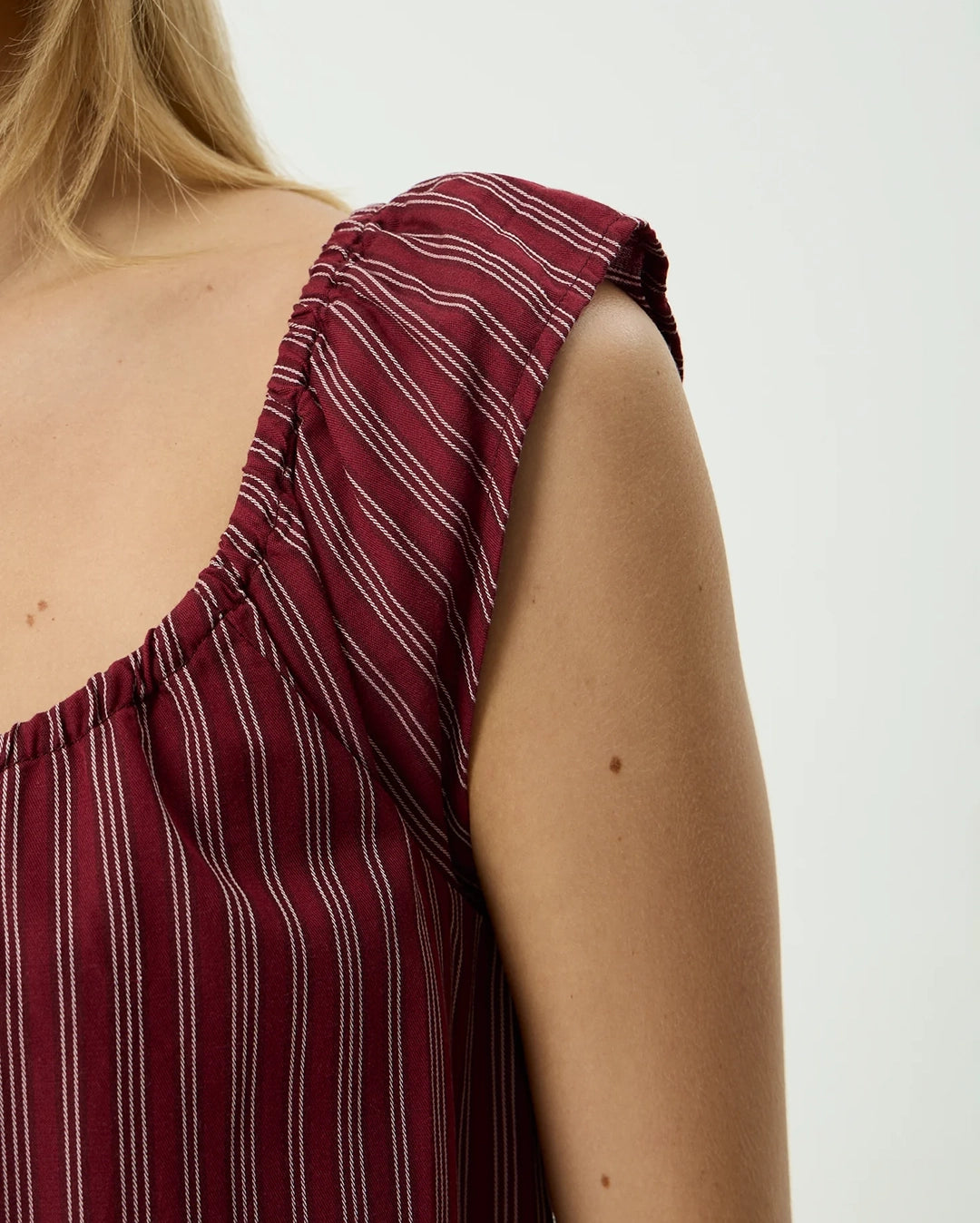 Ledger - Mini Dress - Burgundy Stripe by Afends - view 7