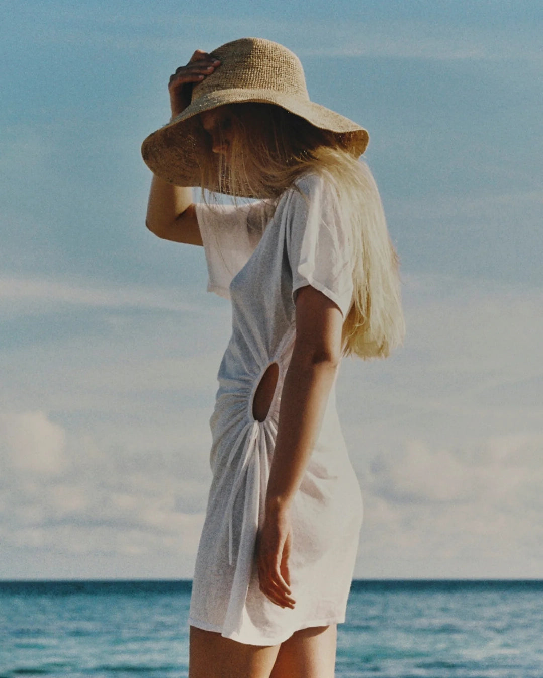 T-Shirt Knit Dress - White Wally T-Shirt Knit Dress - White Wally