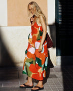 Cotton Silk Dress - Red Floral by Zulu and Zephyr - view 2