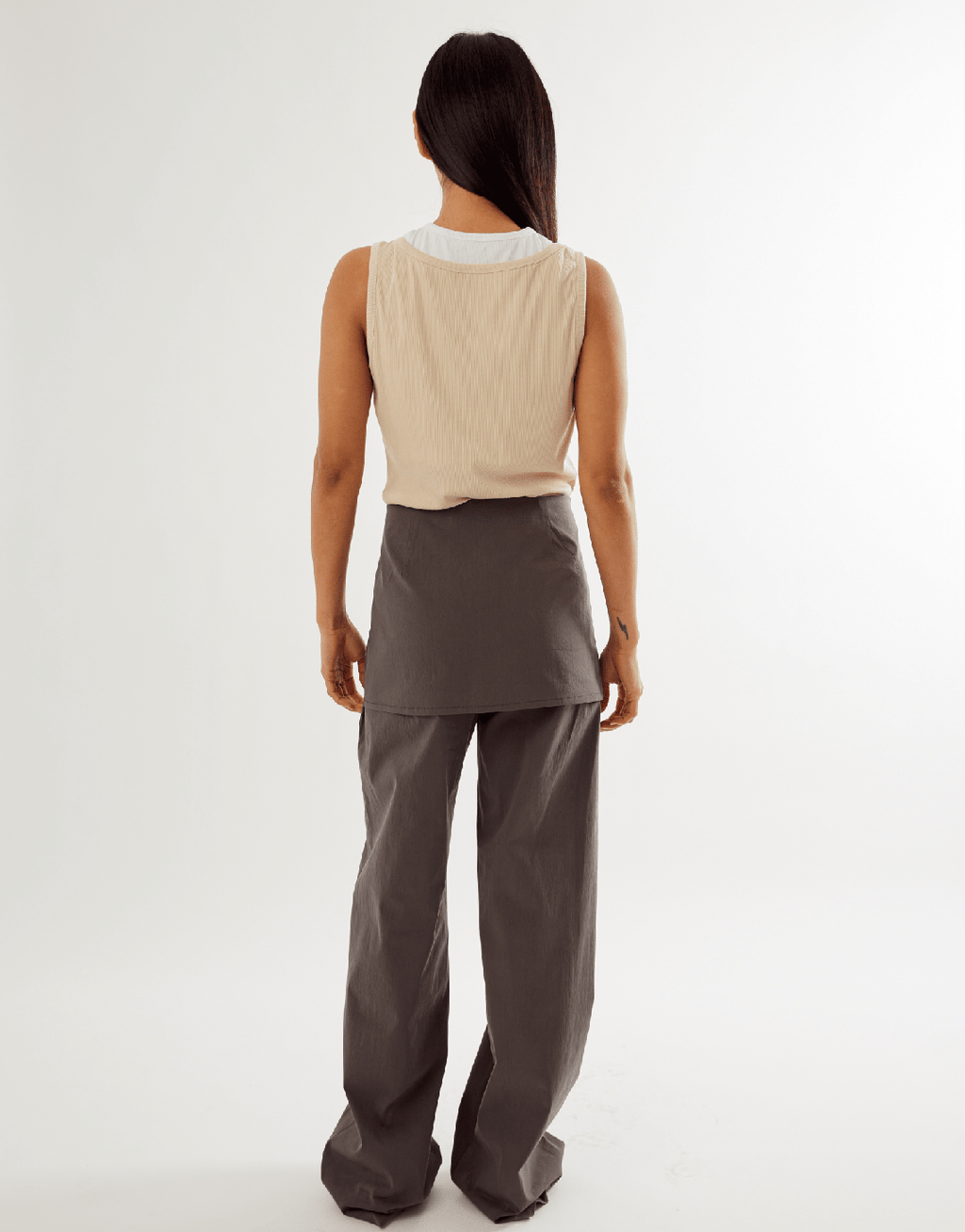 Millie Double Layer Tank - Sand/White