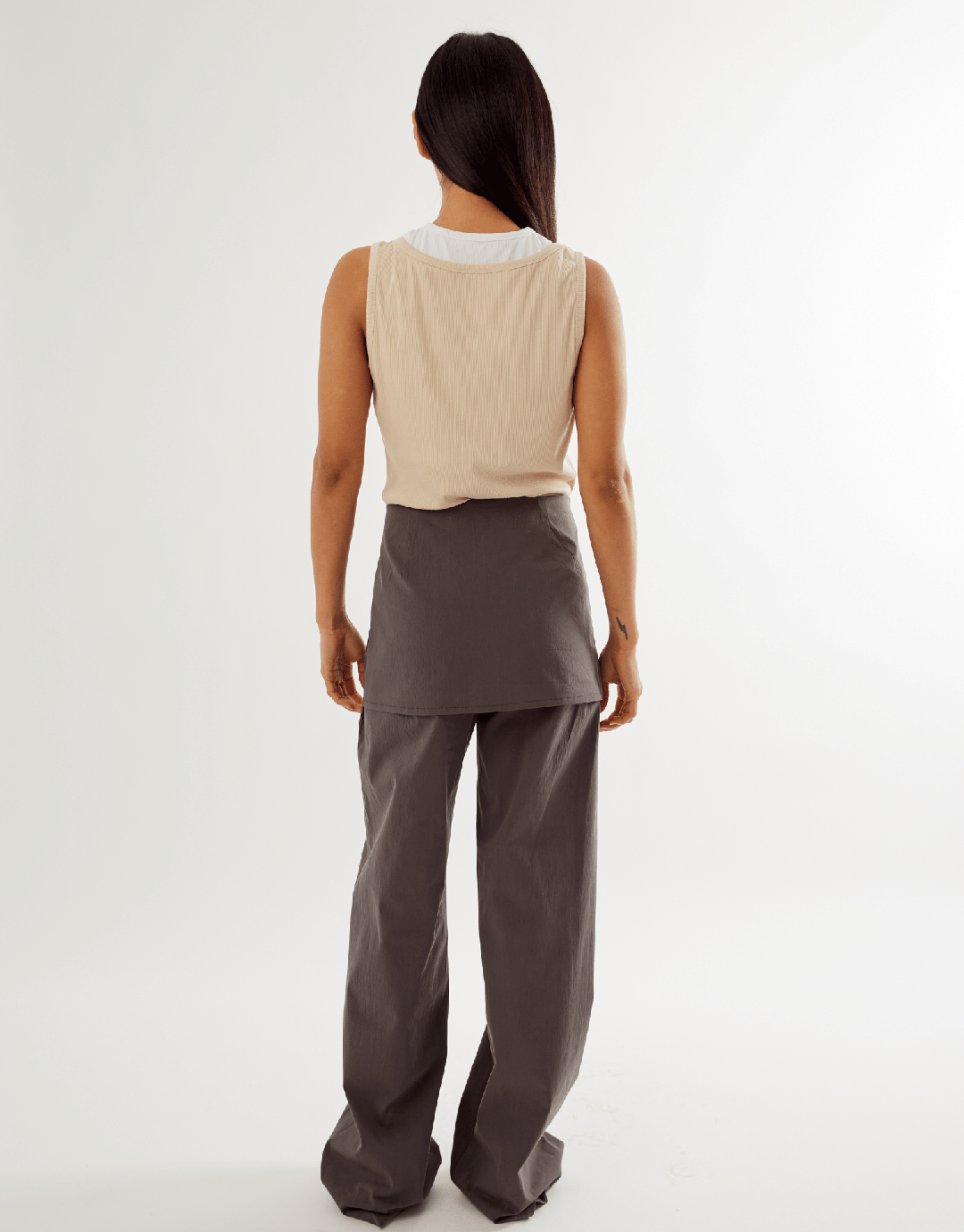 Millie Double Layer Tank - Sand/White