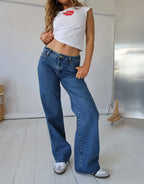 95 Bella Baggy Jeans - Mid Blue by Abrand - view 2