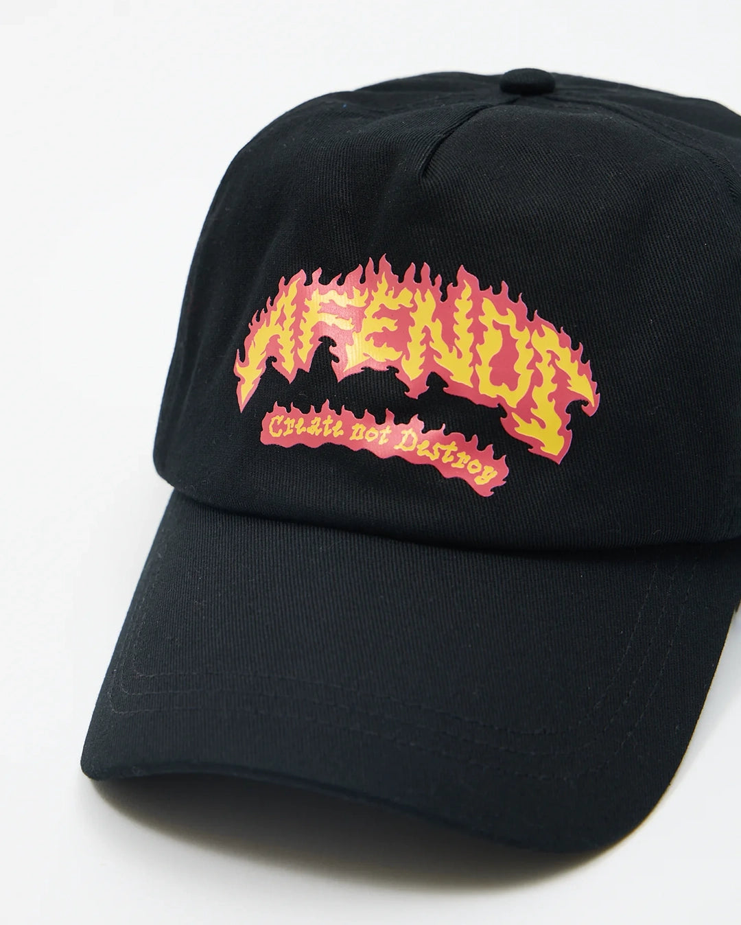 Flame On Five Panel Cap - Black