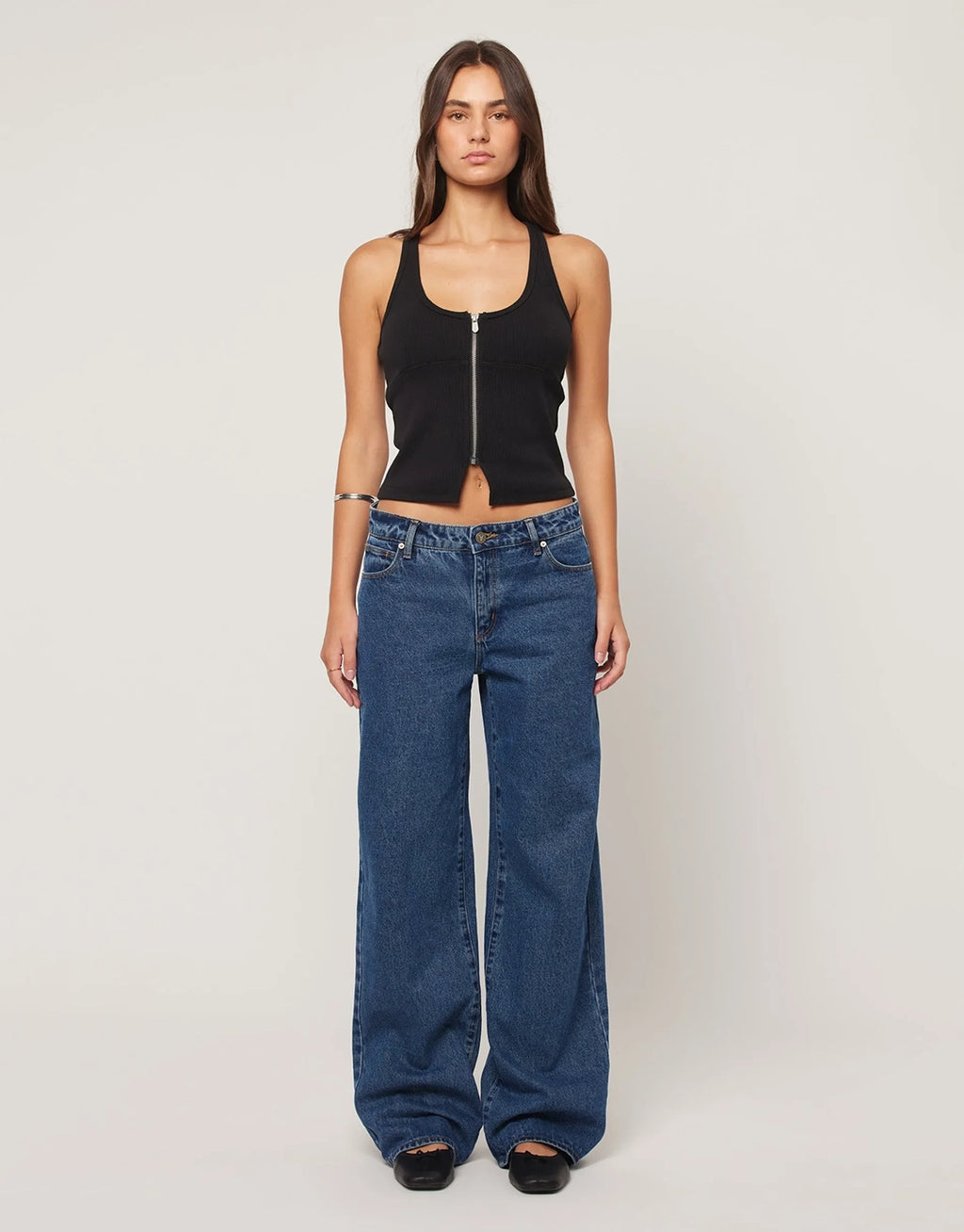 99 Bella Low Baggy Jeans - Mid Blue