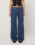 99 Bella Low Baggy Jeans - Mid Blue by Abrand - view 7