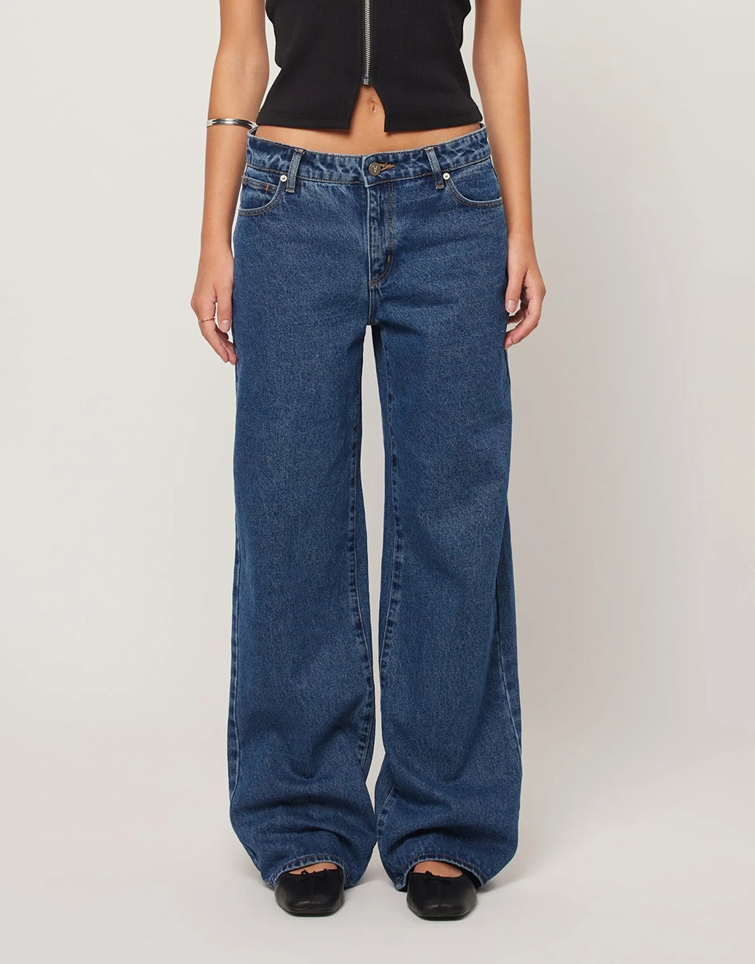 99 Bella Low Baggy Jeans - Mid Blue