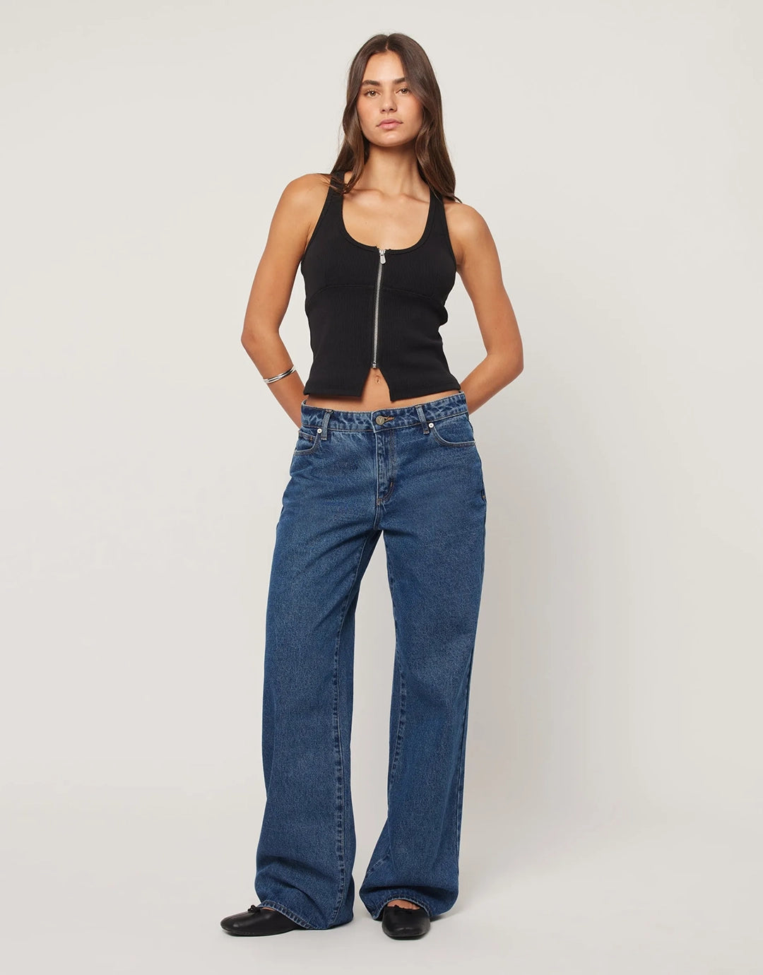 99 Bella Low Baggy Jeans - Mid Blue