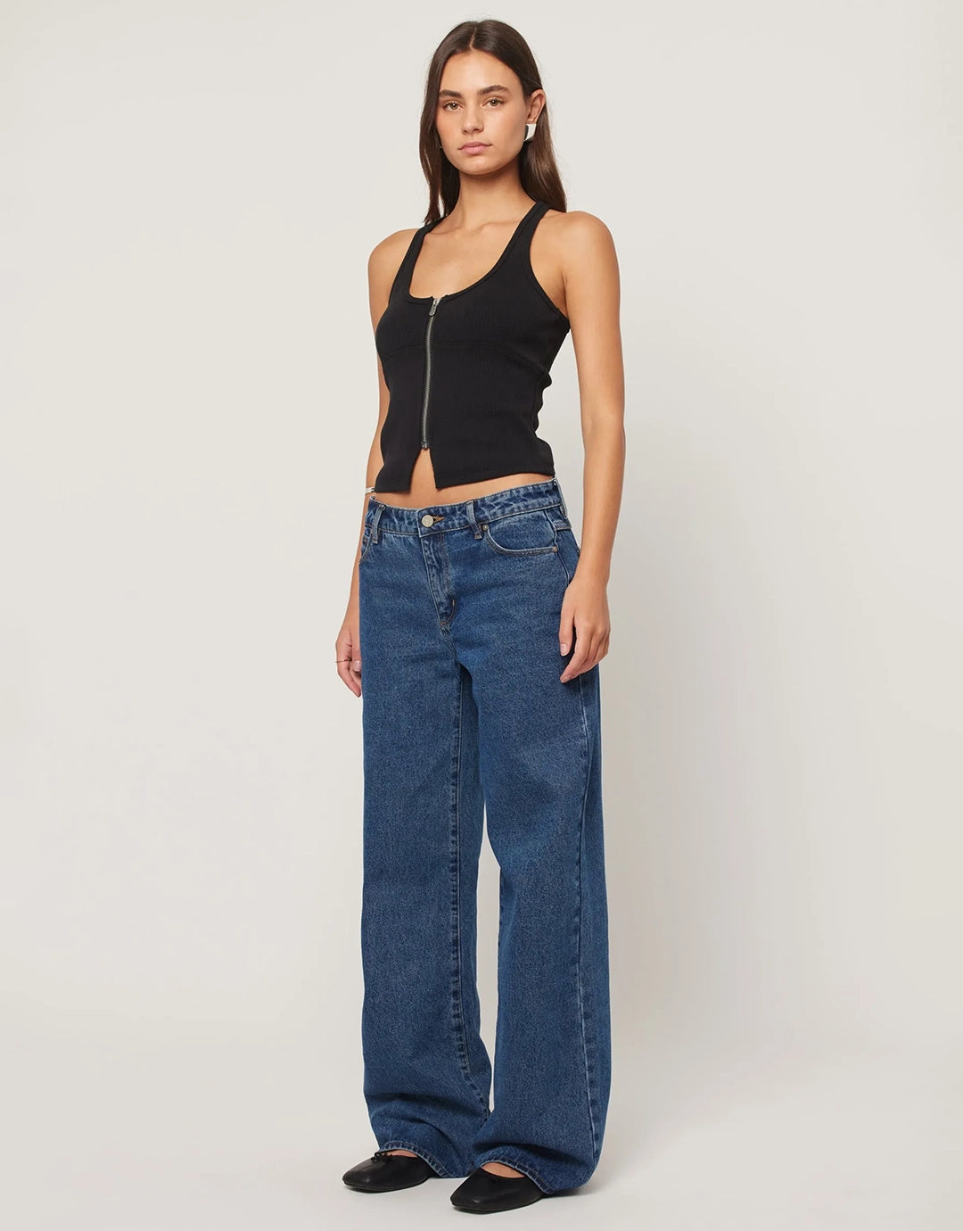 99 Bella Low Baggy Jeans - Mid Blue