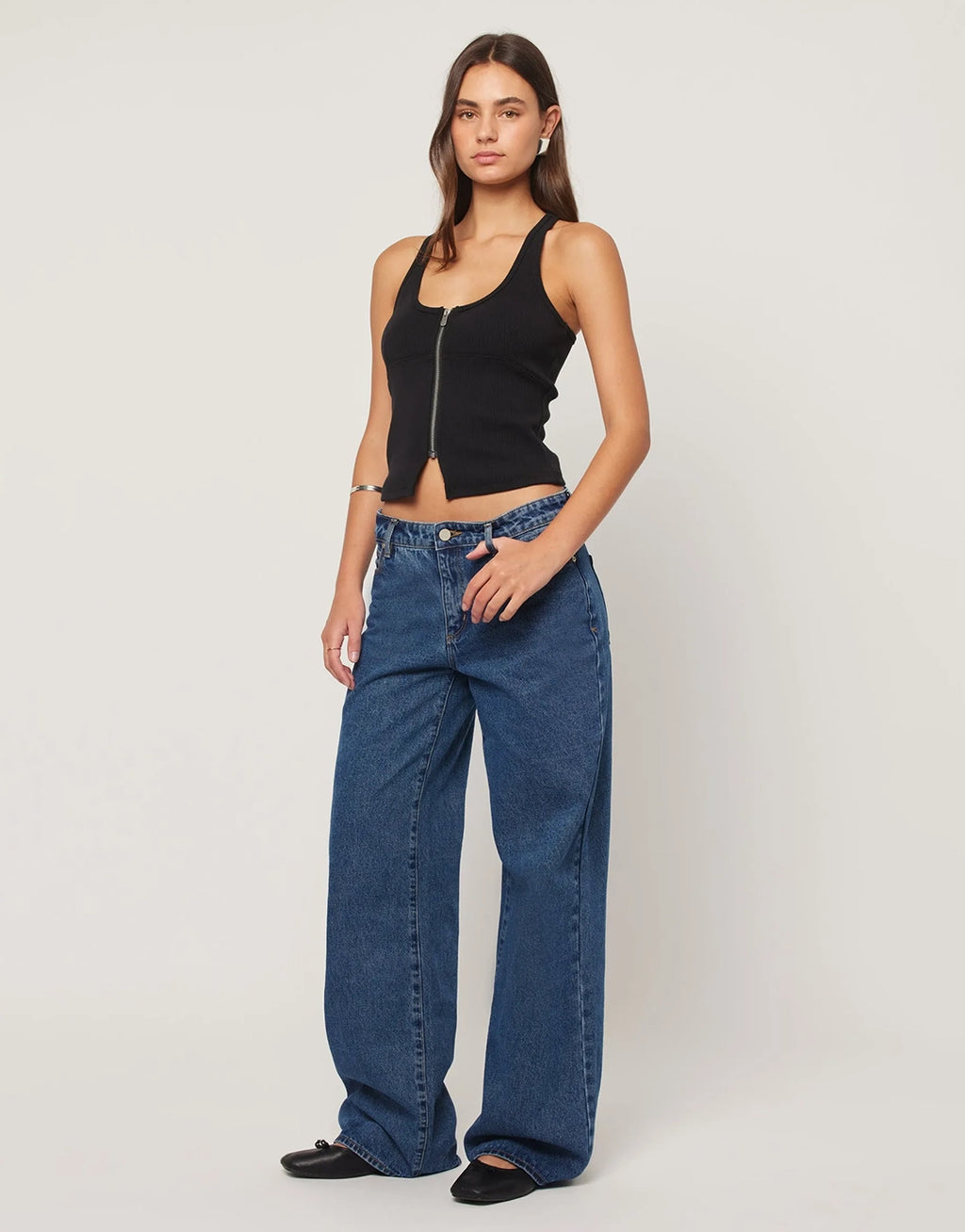 99 Bella Low Baggy Jeans - Mid Blue