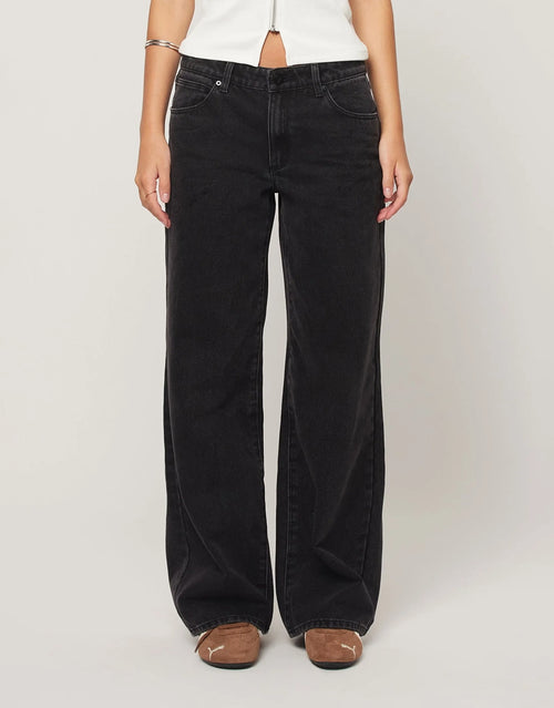 99 Heidi Low Baggy Jeans - Washed Black by Abrand - view 2