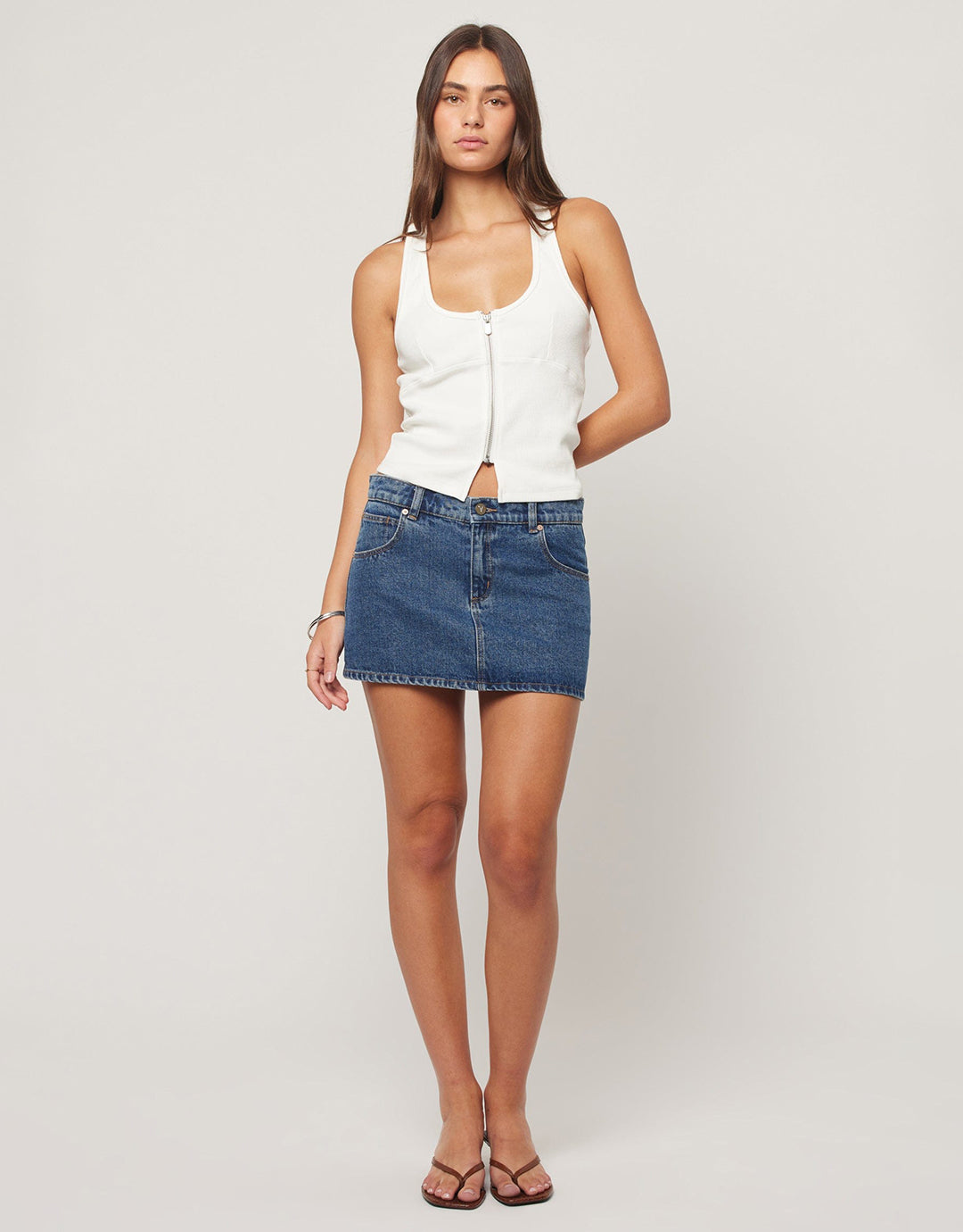 99 Bella Denim Skirt - Mid Blue