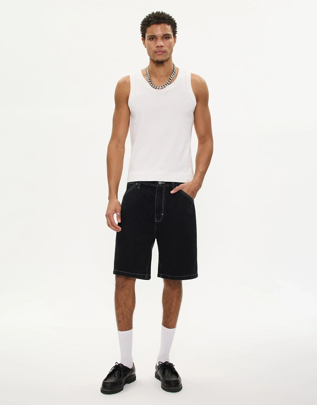 A5 Lance Baggy Denim Shorts - Washed Black