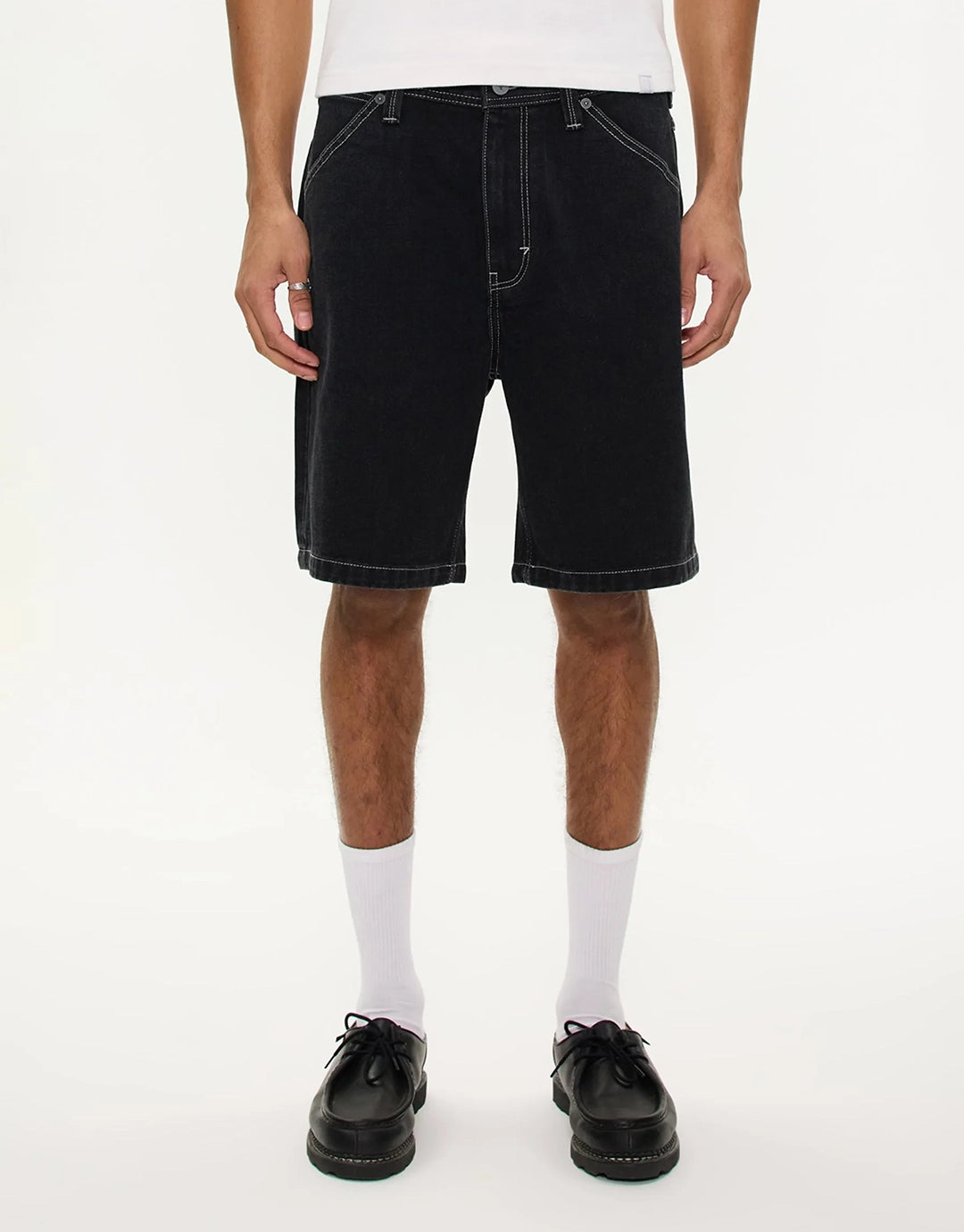 A5 Lance Baggy Denim Shorts - Washed Black