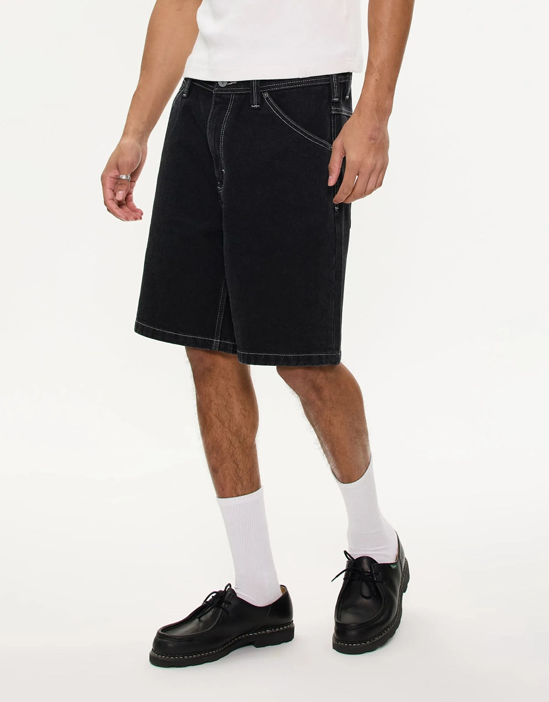 A5 Lance Baggy Denim Shorts - Washed Black