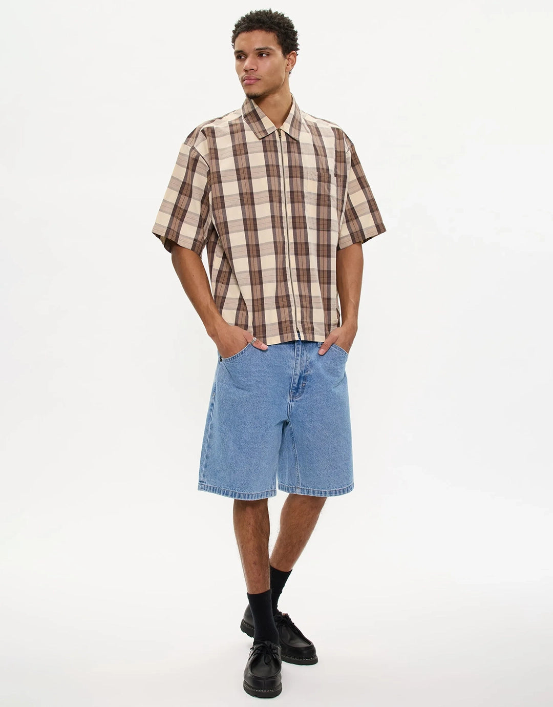 A5 Larry Baggy Denim Shorts - Light Vintage Indigo