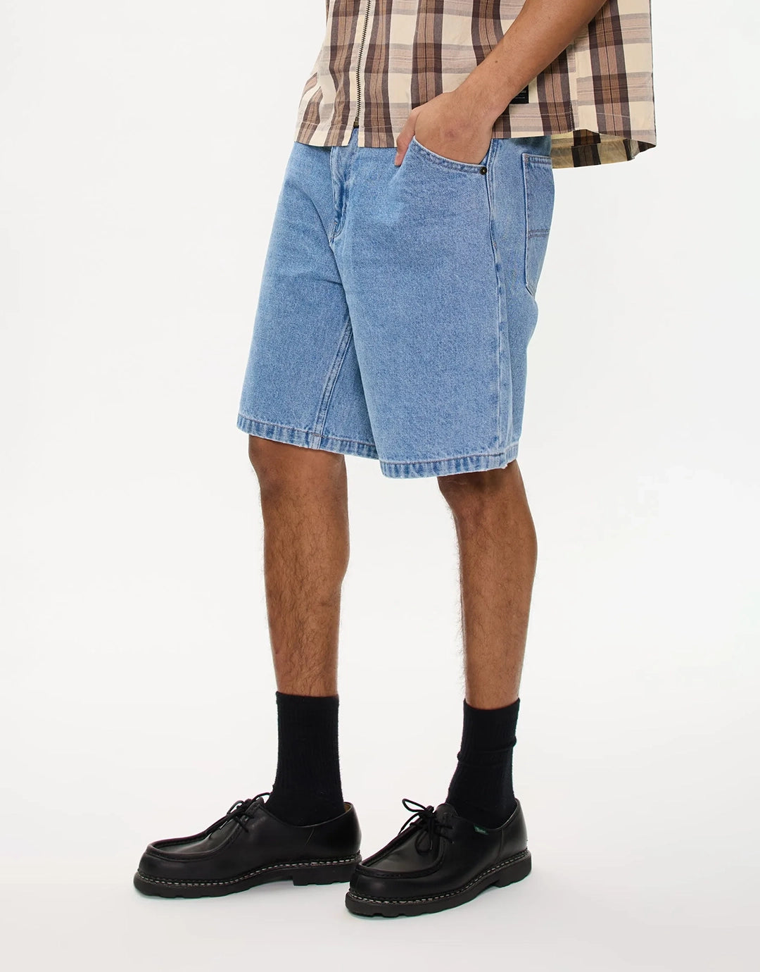 A5 Larry Baggy Denim Shorts - Light Vintage Indigo