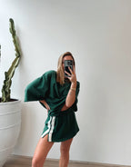 The Maya Mini Skirt - Forest Green by Luna Lane - view 2