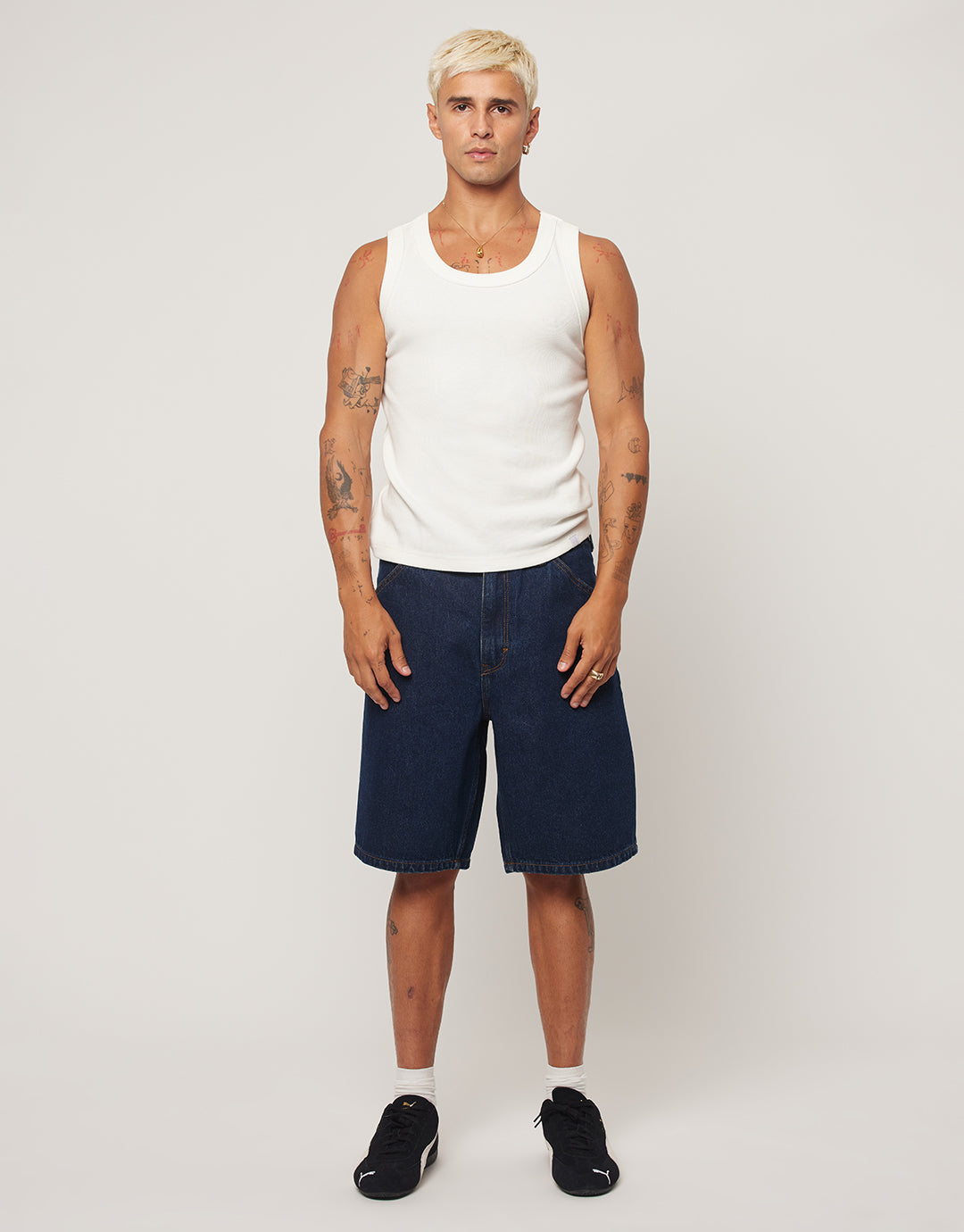 A5 Miles Embroidered Baggy Denim Shorts - Miles
