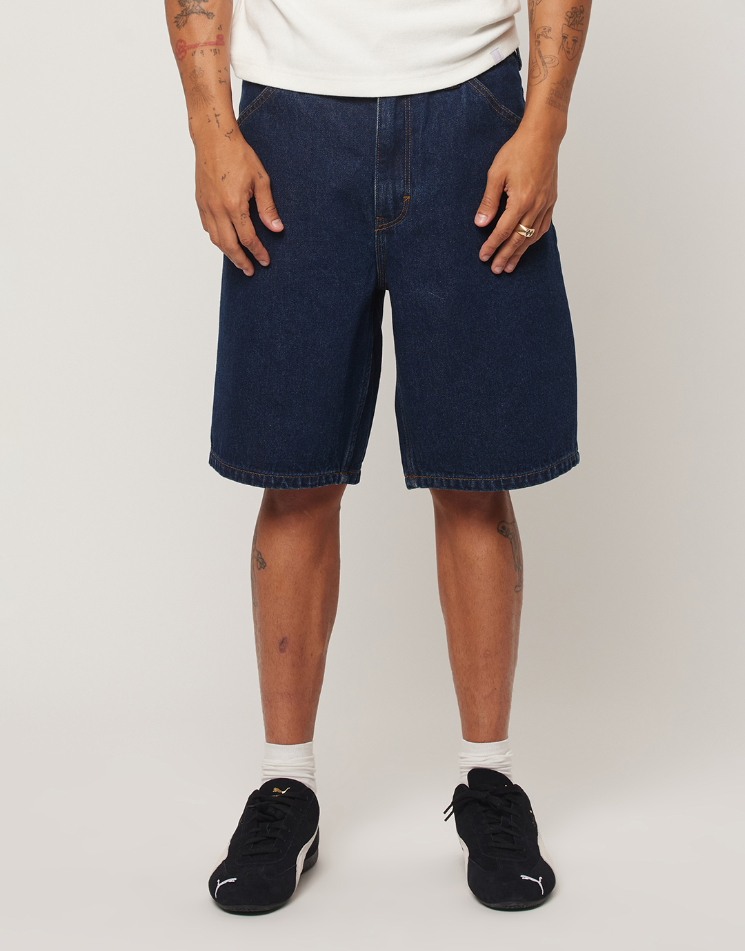 A5 Miles Embroidered Baggy Denim Shorts - Miles