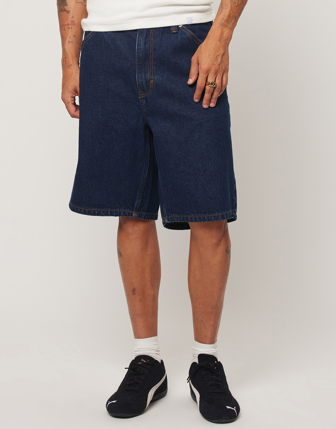 A5 Miles Embroidered Baggy Denim Shorts - Miles