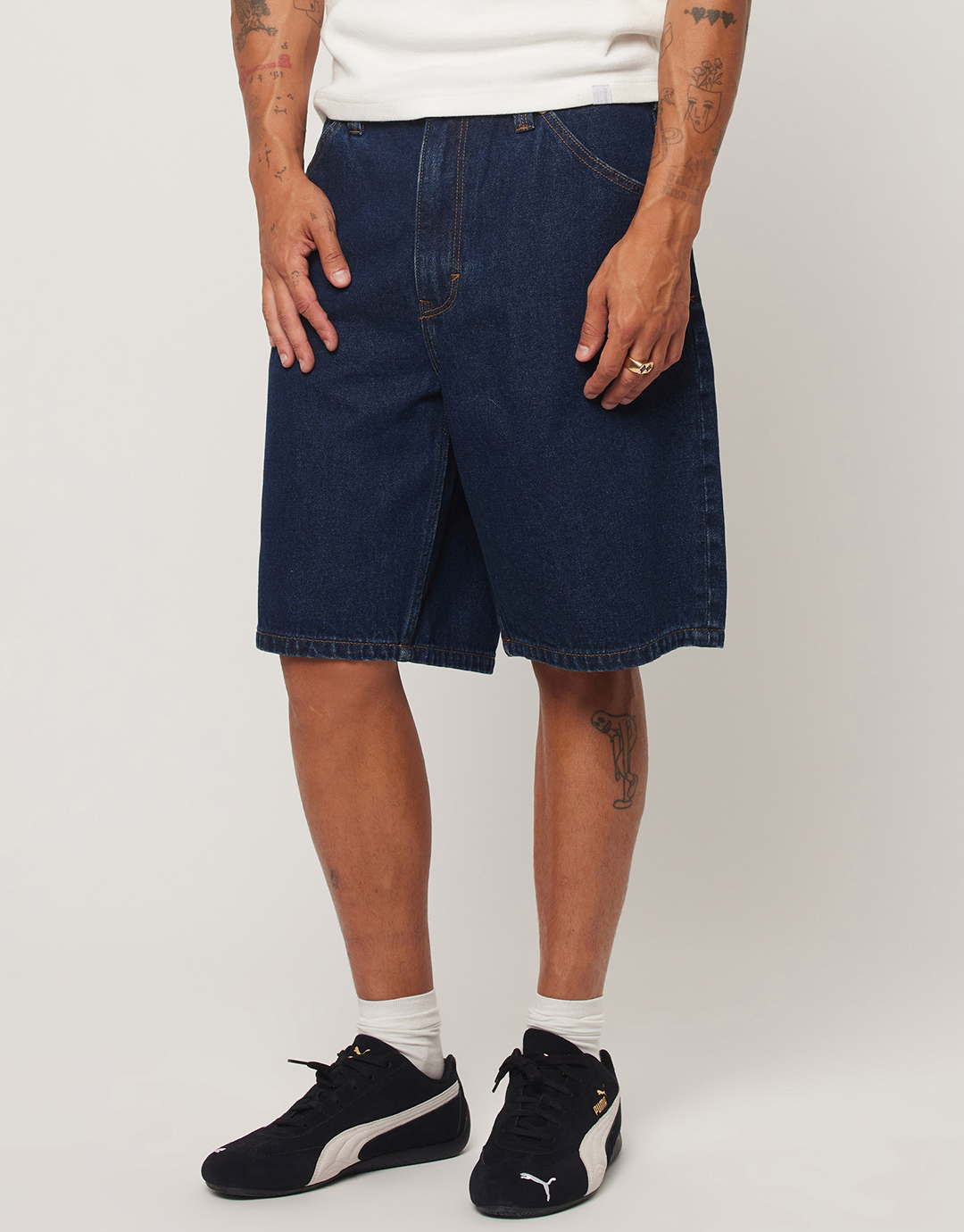 A5 Miles Embroidered Baggy Denim Shorts - Miles