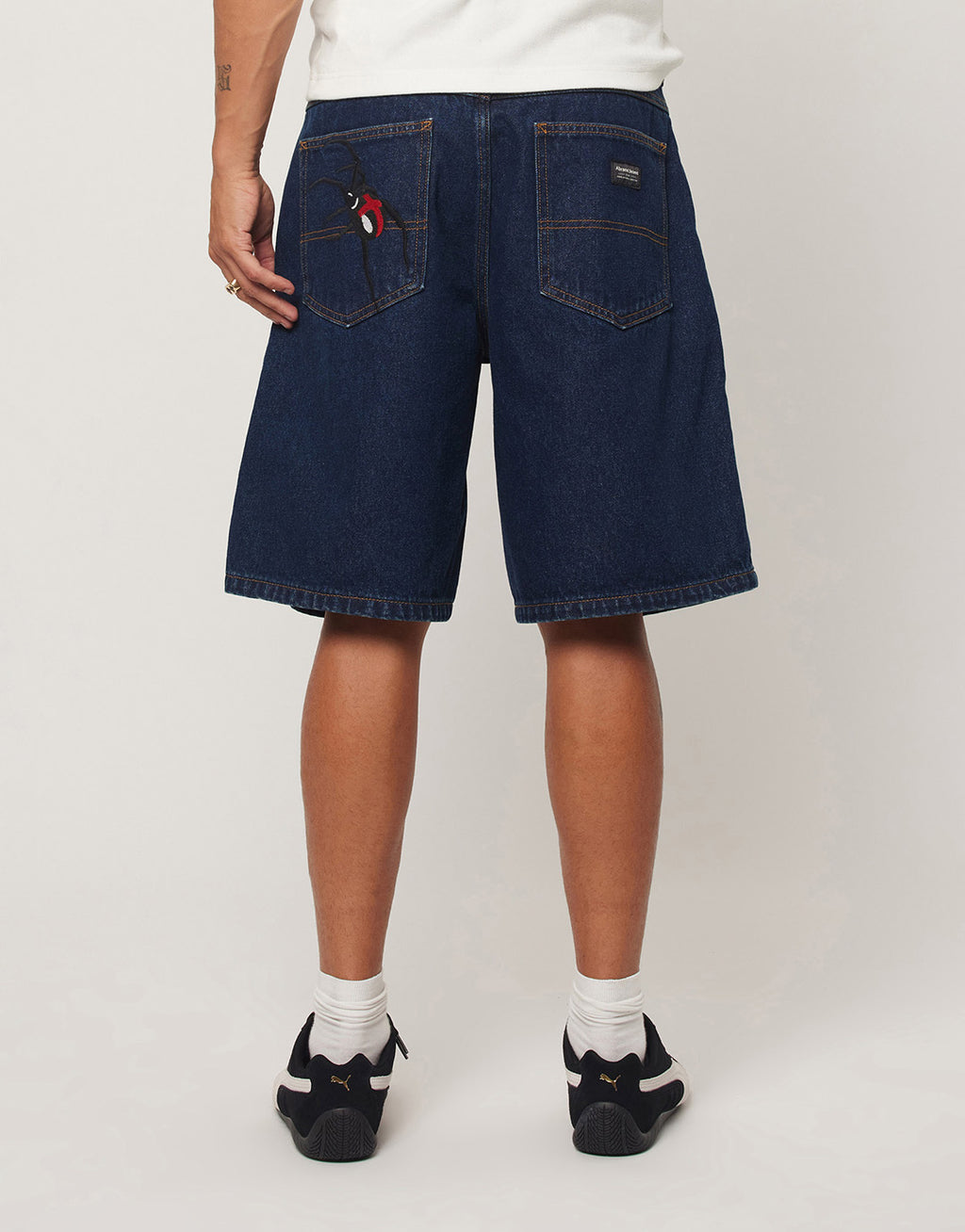 A5 Miles Embroidered Baggy Denim Shorts