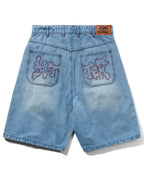 Blotch Denim Shorts - Streaky Blue by Butter Goods - view 2