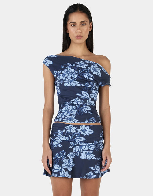 Adriana Mini Skirt - Rolling Waves Navy by Ownley - view 2