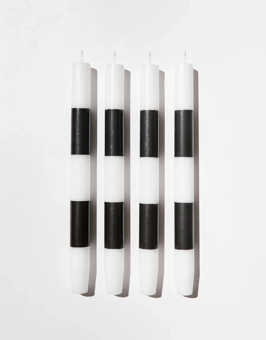 Striped Candles - 4 Pack - Black & White