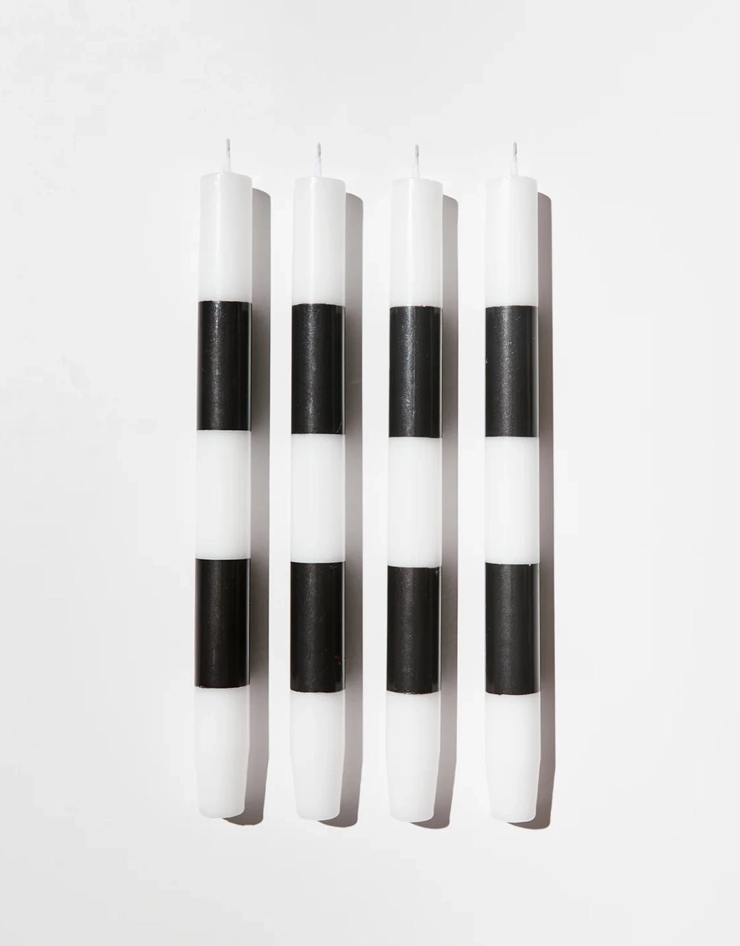 Striped Candles - 4 Pack - Black & White