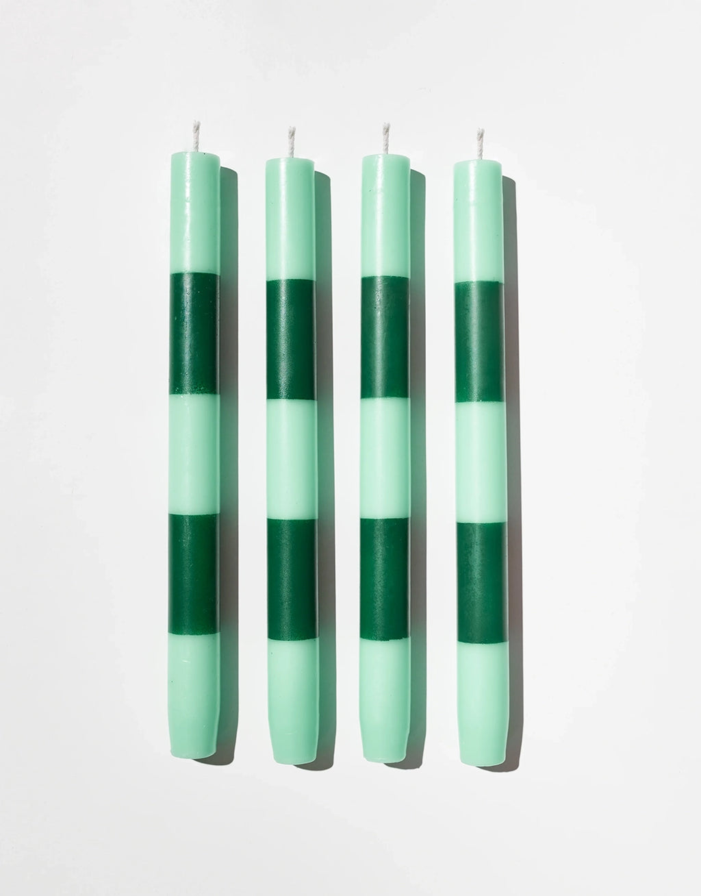 Striped Candles - 4 Pack - Jade & Green